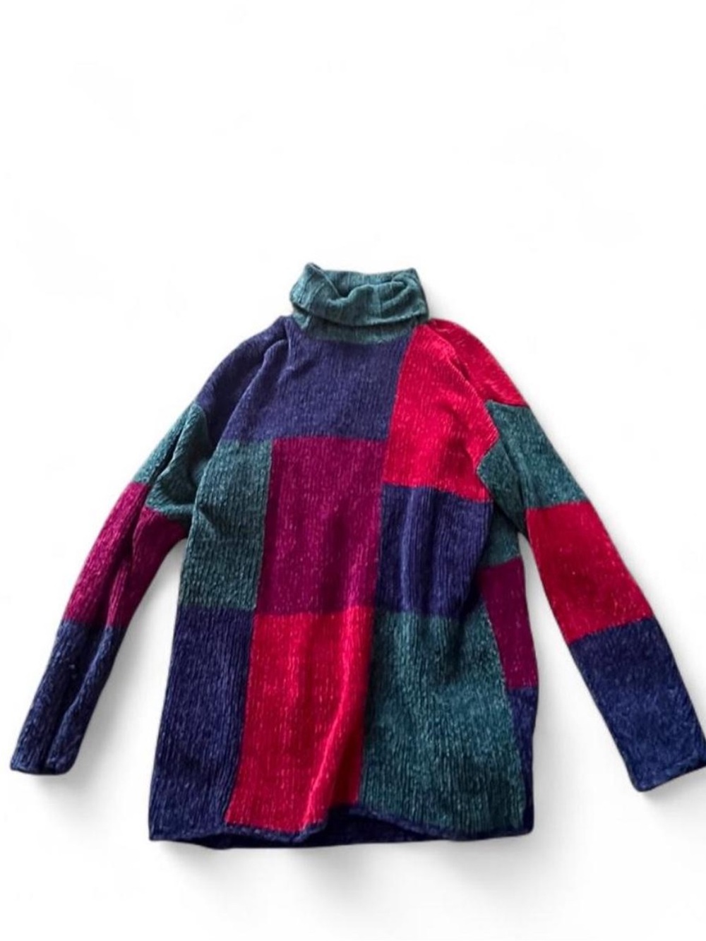 Colorblock Turtleneck Sweater - Multicolor